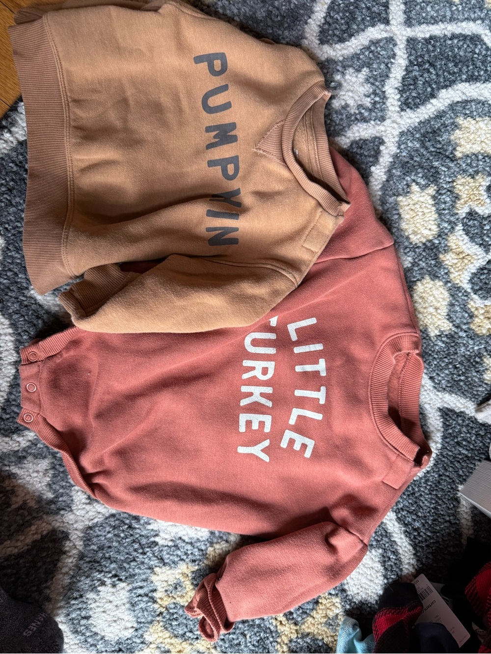 12m 'Little Turkey' & 'Pumpkin' Sweatshirt & Bodysuit Set - Rust and Tan